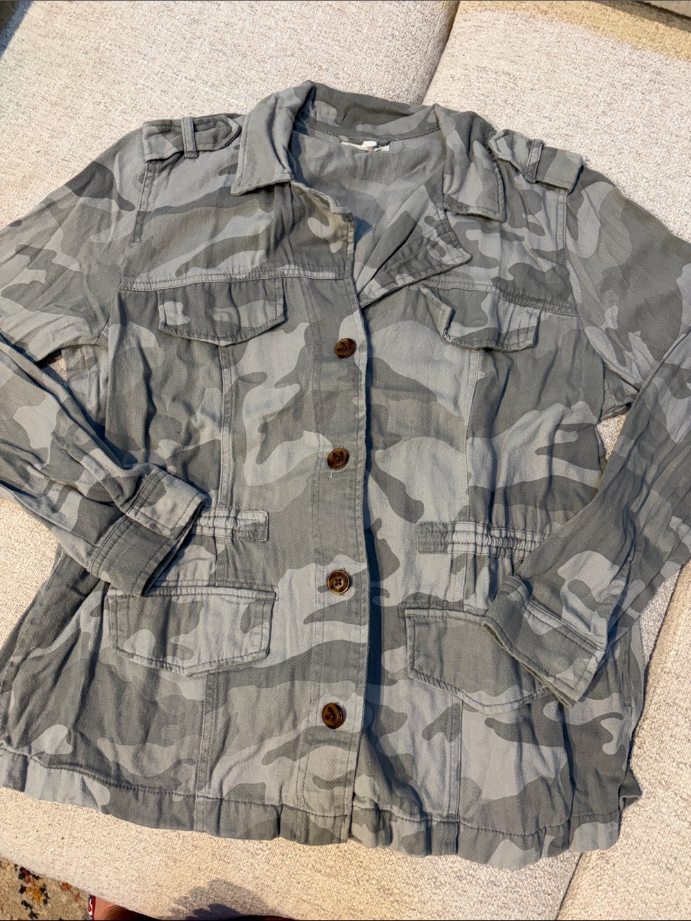 Maurices Gray Camouflage Utility Jacket with Button Front